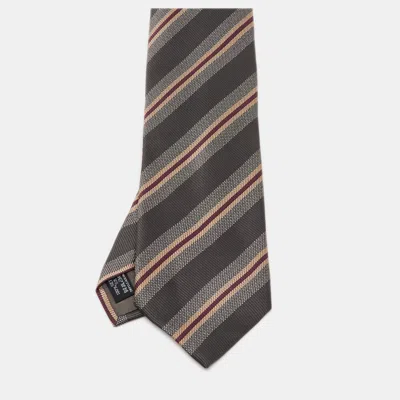 Pre-owned Giorgio Armani Multicolor Striped Silk Jacquard Traditional Tie