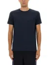 Giorgio Armani V-neck Ribbed Hem Stretch T-shirt In Blue