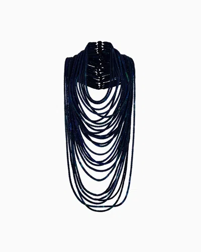 Giorgio Armani Multistrand Resin And Glass Necklace In Blue