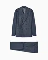 Giorgio Armani Napoli Line Double-breasted Suit In Denim-effect Virgin Wool And Cashmere In Blue
