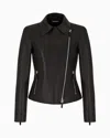 Giorgio Armani Nappa Biker Jacket In Black
