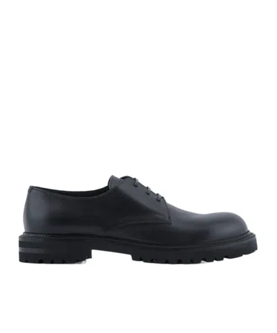 Giorgio Armani Nappa Calfskin Derby Shoes In Black