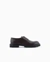 Giorgio Armani Nappa Calfskin Derby Shoes In Brown
