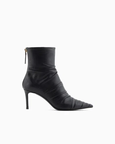 Giorgio Armani Nappa Leather Ankle Boots In Black