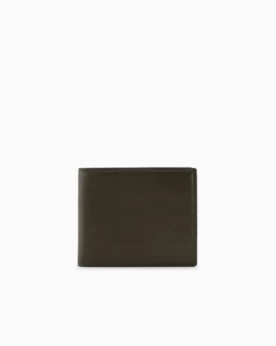 Giorgio Armani Nappa-leather Bifold Wallet In Brown