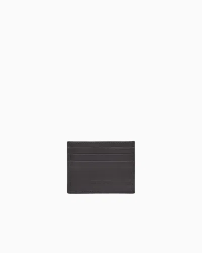 Giorgio Armani Nappa Leather Card Holder In Brown