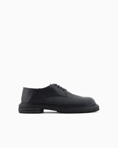 Giorgio Armani Nappa-leather Derby Shoes In Black