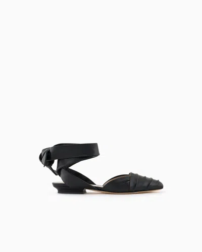 Giorgio Armani Nappa Leather D'orsay Ballerinas In Black