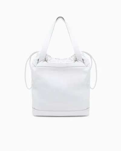 Giorgio Armani Nappa-leather Shopper Bag With Shoulder Strap In White