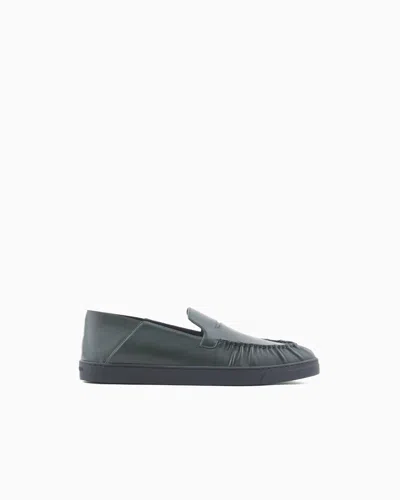 Giorgio Armani Nappa-leather Slip-ons In Green