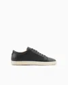 Giorgio Armani Official Store Nappa-leather Sneakers In Blue