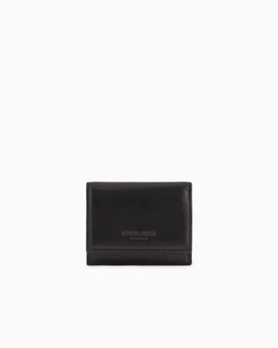 Giorgio Armani Official Store Nappa-leather Trifold Wallet In Black