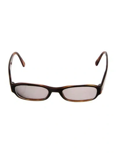 Pre-owned Giorgio Armani Narrow Tinted Sunglasses In Brown