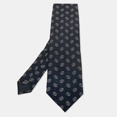 Pre-owned Giorgio Armani Navy Blue Abstract Printed Silk Tie