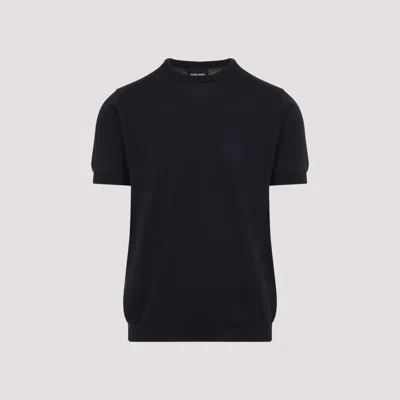 Giorgio Armani Navy Blue Classic Jumper In Dark Blue