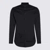 Giorgio Armani Long Sleeve Shirt In Navy Blue Cotton In Blue