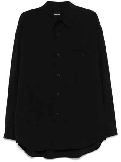 GIORGIO ARMANI NAVY BLUE COTTON SHIRT
