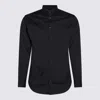 Giorgio Armani Long Sleeve Shirt In Navy Blue Cotton