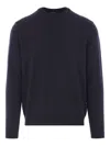 Giorgio Armani Chevron Pattern Long Sleeve Wool Blend Sweater In Blue
