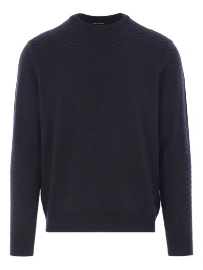 GIORGIO ARMANI NAVY BLUE CREWNECK SWEATER