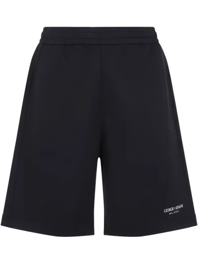 Giorgio Armani Knee-length Bermuda Shorts With Design In Black