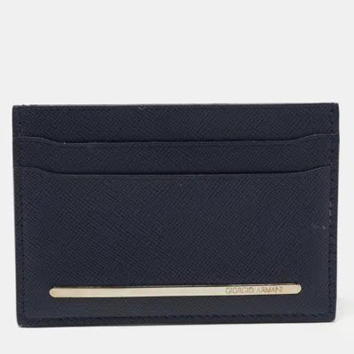 Pre-owned Giorgio Armani Navy Blue Leather Card Holder