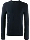 Giorgio Armani Virgin Wool Crew-neck Sweater In Navy Blue