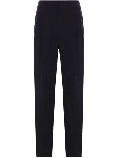 Giorgio Armani Navy Blue Pleated Trousers
