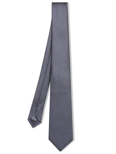 Giorgio Armani Navy Blue Polka Dot Silk Tie