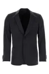 Giorgio Armani Navy Blue Silk Blend Blazer In Navy