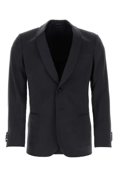 Giorgio Armani Navy Blue Silk Blend Blazer