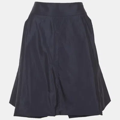 Pre-owned Giorgio Armani Navy Blue Silk Blend Flared Mini Skirt M