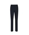 Giorgio Armani Navy Blue Straight Wool Casual Pants In Black