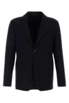 Giorgio Armani Stretch Wool Blazer With Front Pockets In Blu