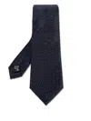 Giorgio Armani Signature Logo Pattern Silk Tie In Blue