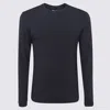 Giorgio Armani Navy Blue Viscose Blend T-shirt In Blue