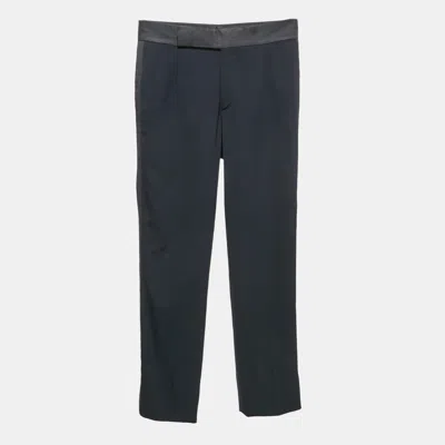 Pre-owned Giorgio Armani Navy Blue Wool Regular Fit Formal Pants M