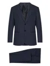Giorgio Armani Wool Suit With Flap Pockets And Notch Lapel In Blue