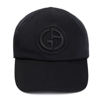 Giorgio Armani Navy Cotton Hat For Men In Black