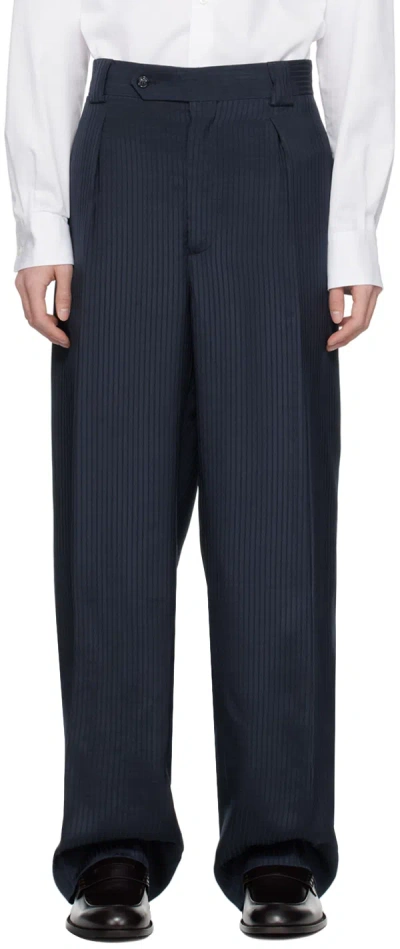 Giorgio Armani Navy Stripe Trousers In Fbwf Night Sky