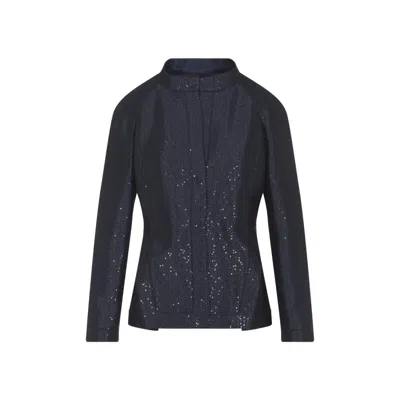 GIORGIO ARMANI NAVY VISCOSE SQUINNED BLAZER