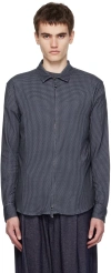 Giorgio Armani Navy Zip Shirt In Evening Blue Fbw6