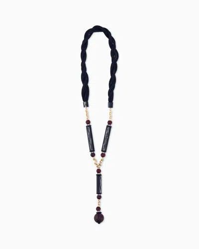 Giorgio Armani Necklace In Viscose And Brass With Acrylic And Glass In Burgundy