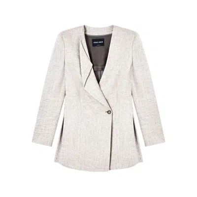 Giorgio Armani Textured Jacket Long Sleeves Notched Lapel In Neutral