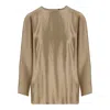 Giorgio Armani Golden Shiny Effect Silk Top In Brown