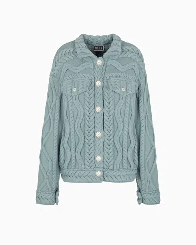 Giorgio Armani Neve Cable-knit Virgin Wool Cardigan In Blue