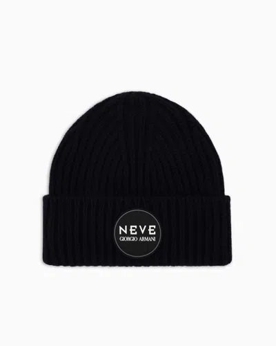Giorgio Armani Neve Cashmere Beanie In Navy Blue