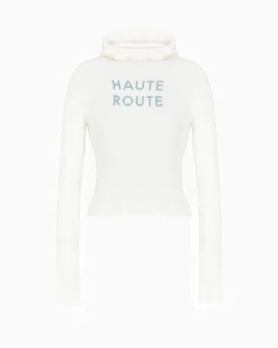 Giorgio Armani Neve Hooded Jumper In A Blend Of Cashmere And Virgin Wool In White