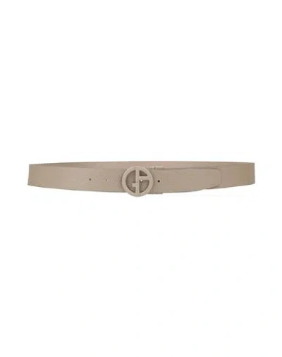 Giorgio Armani Neve Man Belt Khaki Size Onesize Cow Leather, Polyurethane In Neutral