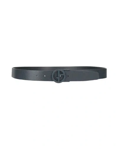 Giorgio Armani Neve Man Belt Midnight Blue Size Onesize Cow Leather, Polyurethane